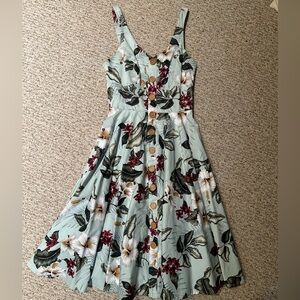 Hawaiian Print Hell Bunny Midi Swing Dress from Unique Vintage